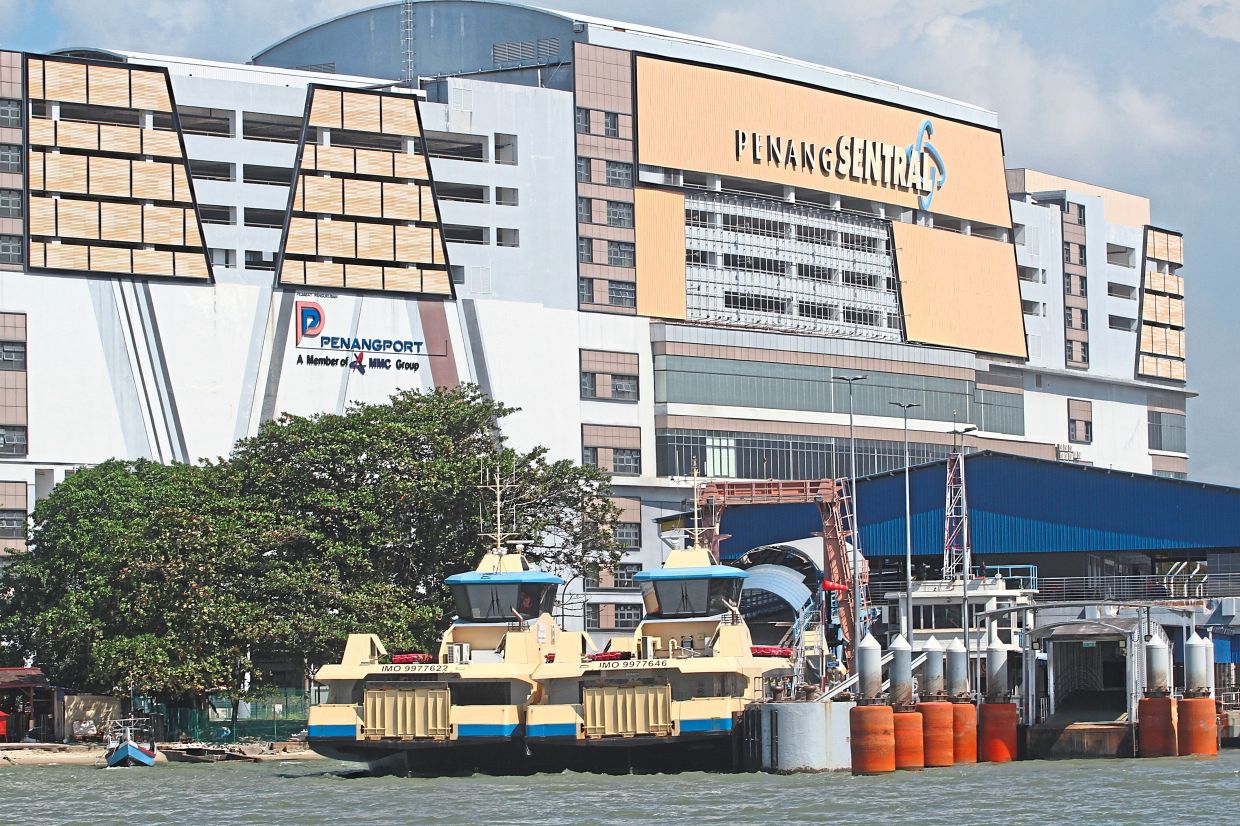 The Sultan Abdul Halim ferry terminal in Butterworth, with the Penang Sentral transport hub in the background. 