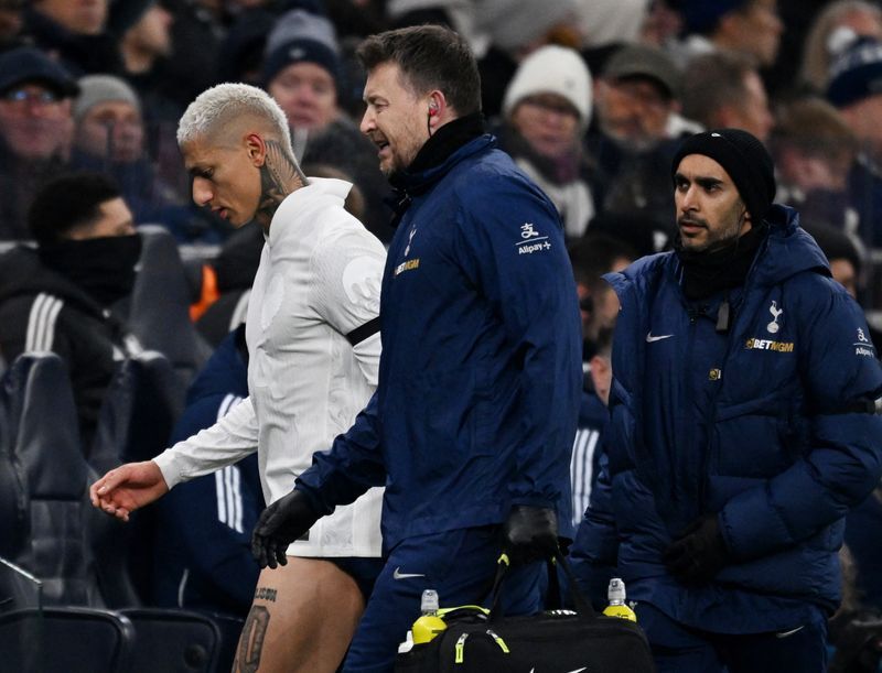 Soccer-Tottenham's Richarlison out for seven weeks with hamstring injury