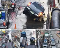 Thailand's Rama II road collapse causes major jams after pickup falls into sinkhole