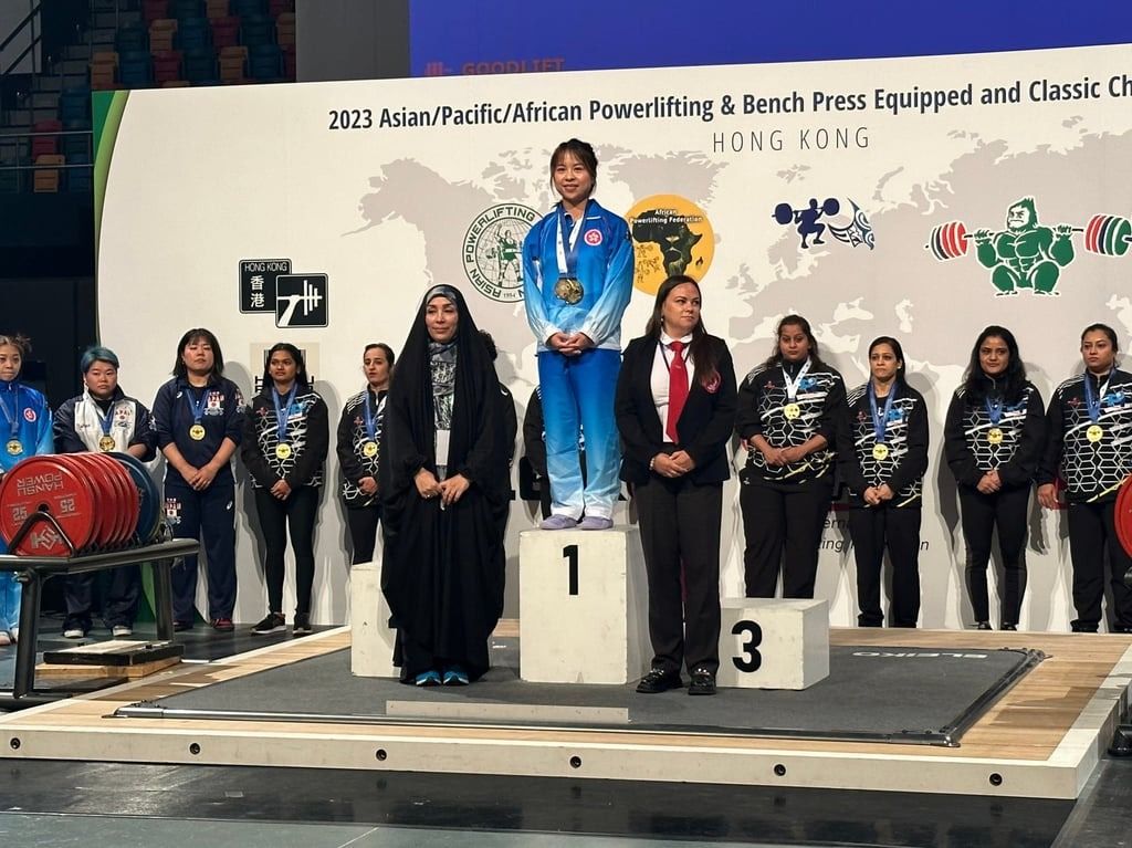 Tsang came first in her weight division at the Asian Pacific African Bench Press Classic Championship 2023. -- Photo: courtesy of Jaclyn Tsang