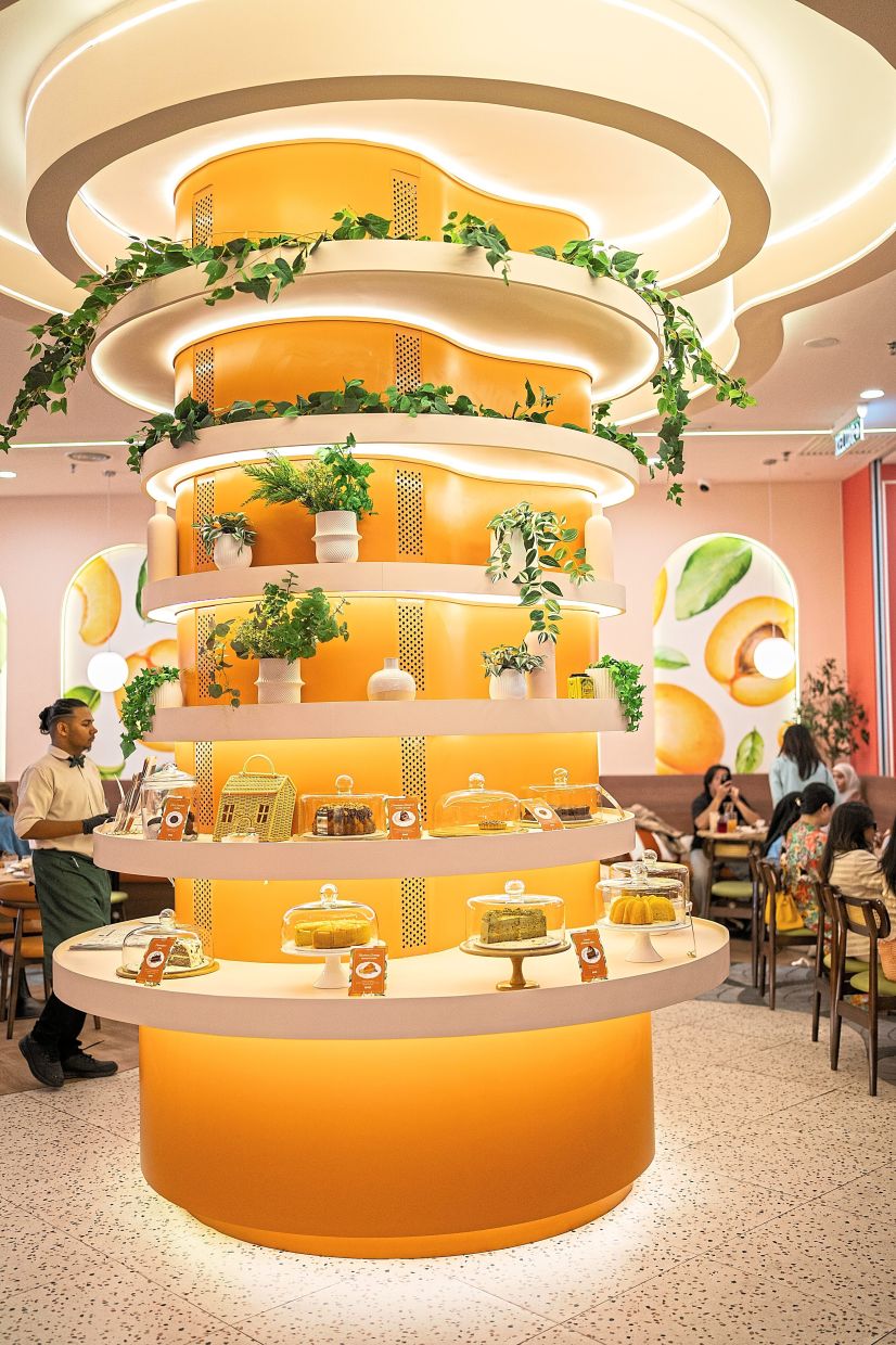 The restaurant has a dedicated dessert tree piled with all kinds of tempting sweet treats. 