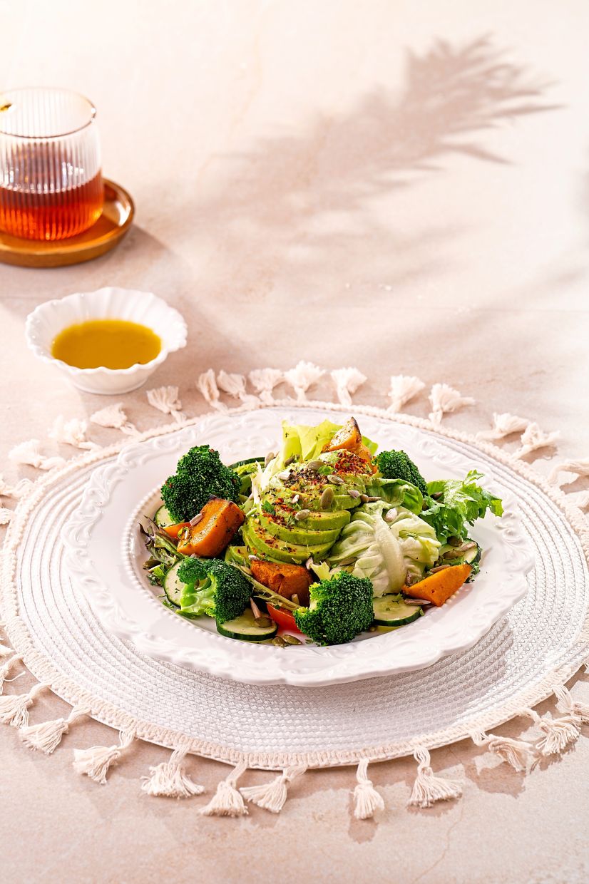 The pumpkin, broccoli and avocado salad offers plenty to satiate those looking for something hearty yet wholesome. — Apricot by Peaches and Cream