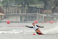 Aaliyah has no fear skiing alongside alligators in Florida