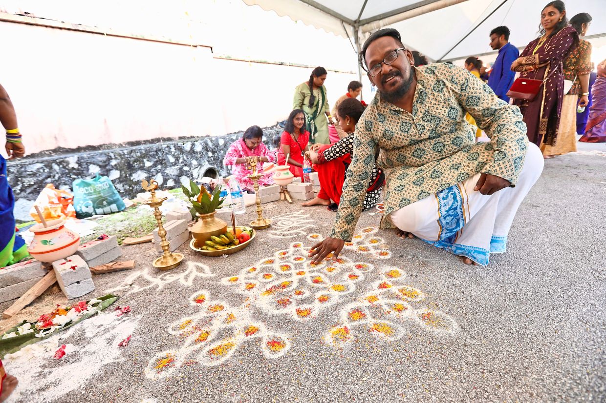 Mohan with his ‘kolam’ design.