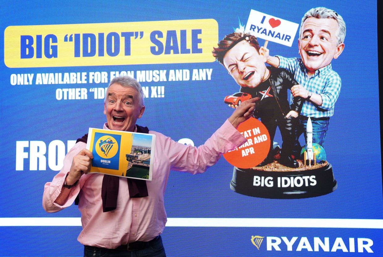 Ryanair CEO dismisses Elon Musk's idea of buying the airline as verbal feud escalates