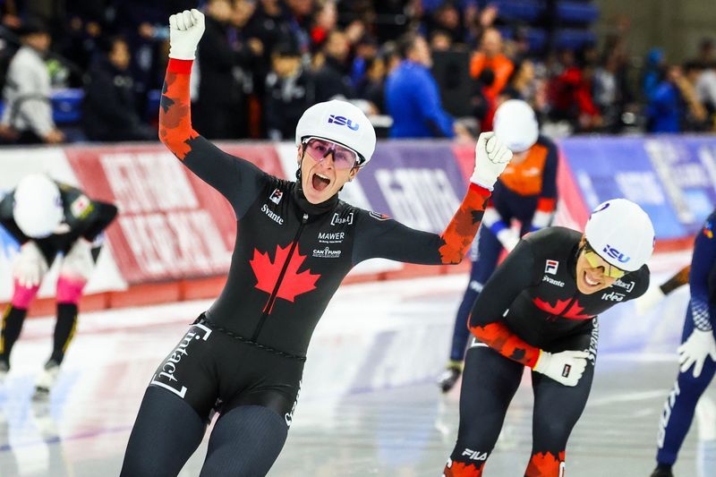 Olympics-Canadian speed skater Blondin blending medal pursuit with mentorship