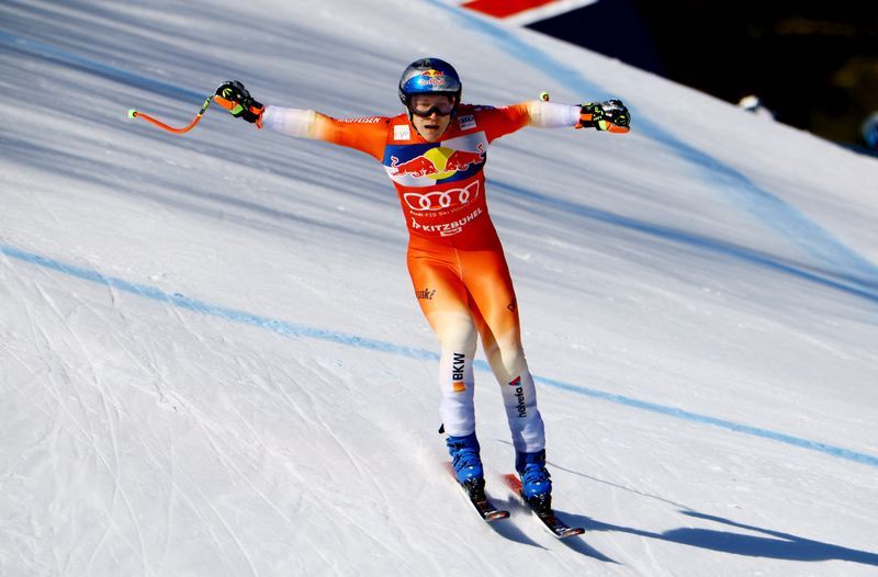 Alpine skiing-Unstoppable Odermatt wins Kitzbuehel super-G