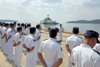 US warship docks at Ream naval base