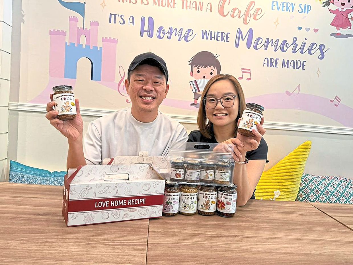 Tee (left) and foo with a selection of their of their love Home Recipe relishes.