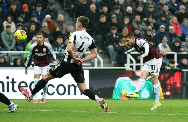 Soccer-Villa resume title fight with win at Newcastle, Chelsea go fourth