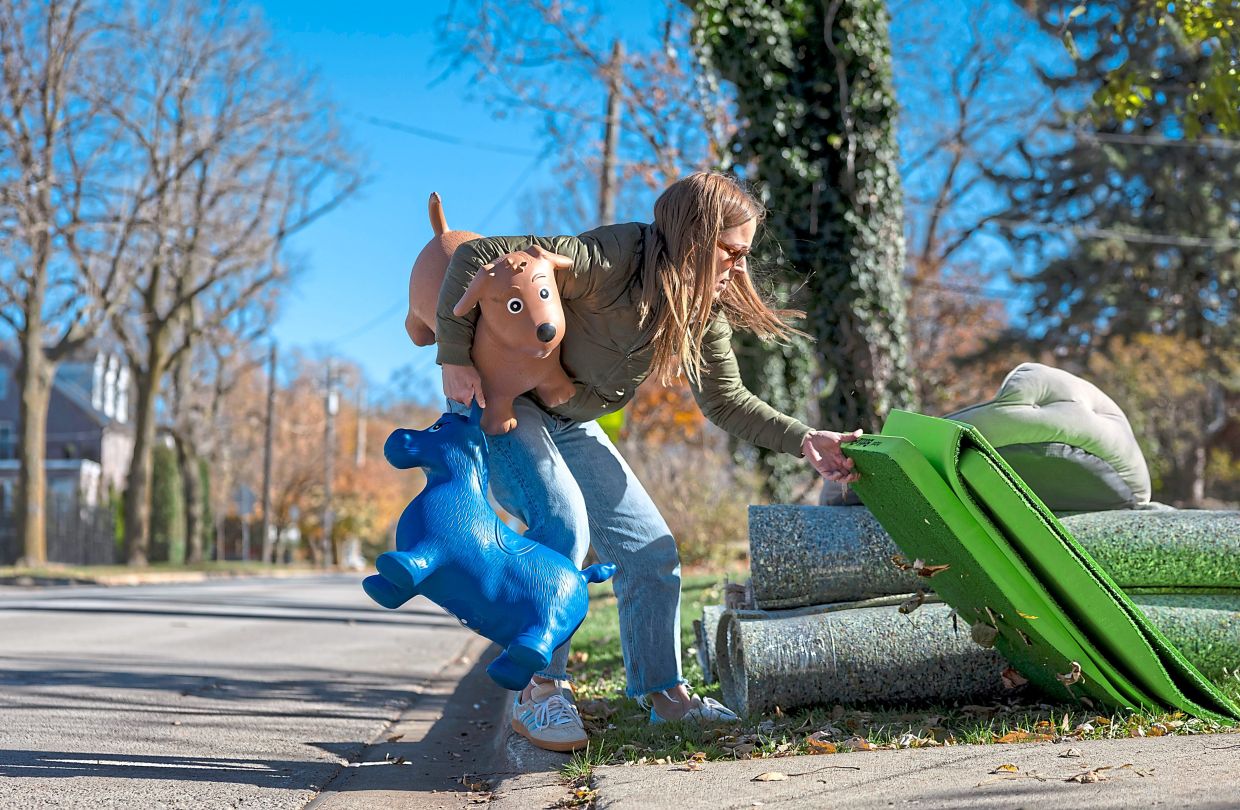 Toys left out with the trash on a Sunday in Hinsdale being collected by Von Mallinckrodt.