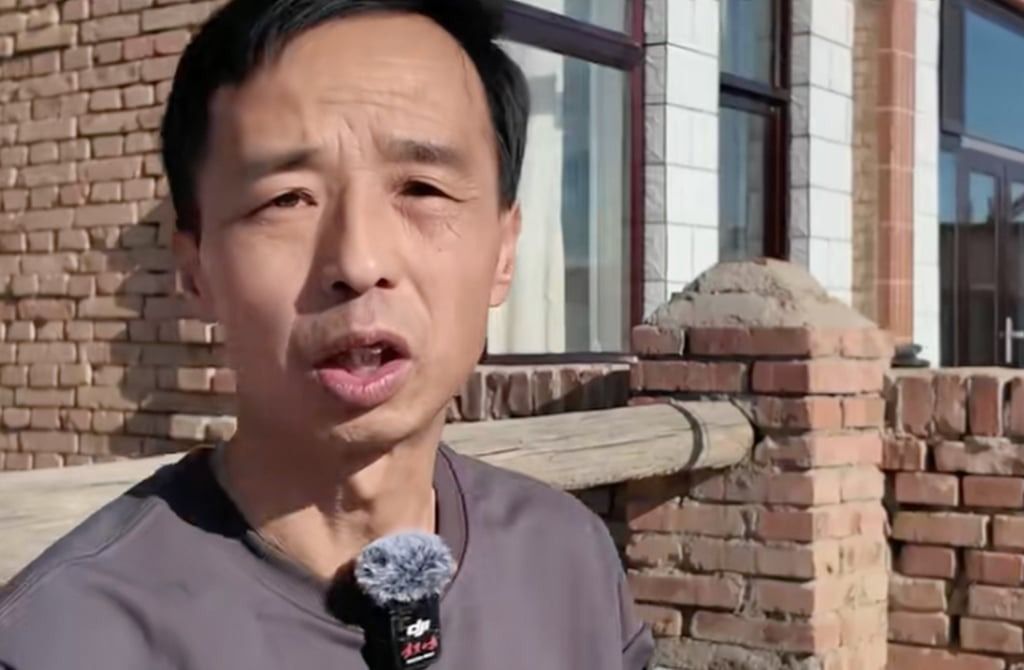 Jin Xiaolin, above, the farmer who owns the lamb, is adamant that he will not sell it. - Douyin