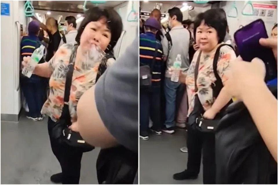 Woman accused of spitting water at Singapore train passenger charged with being a public nuisance