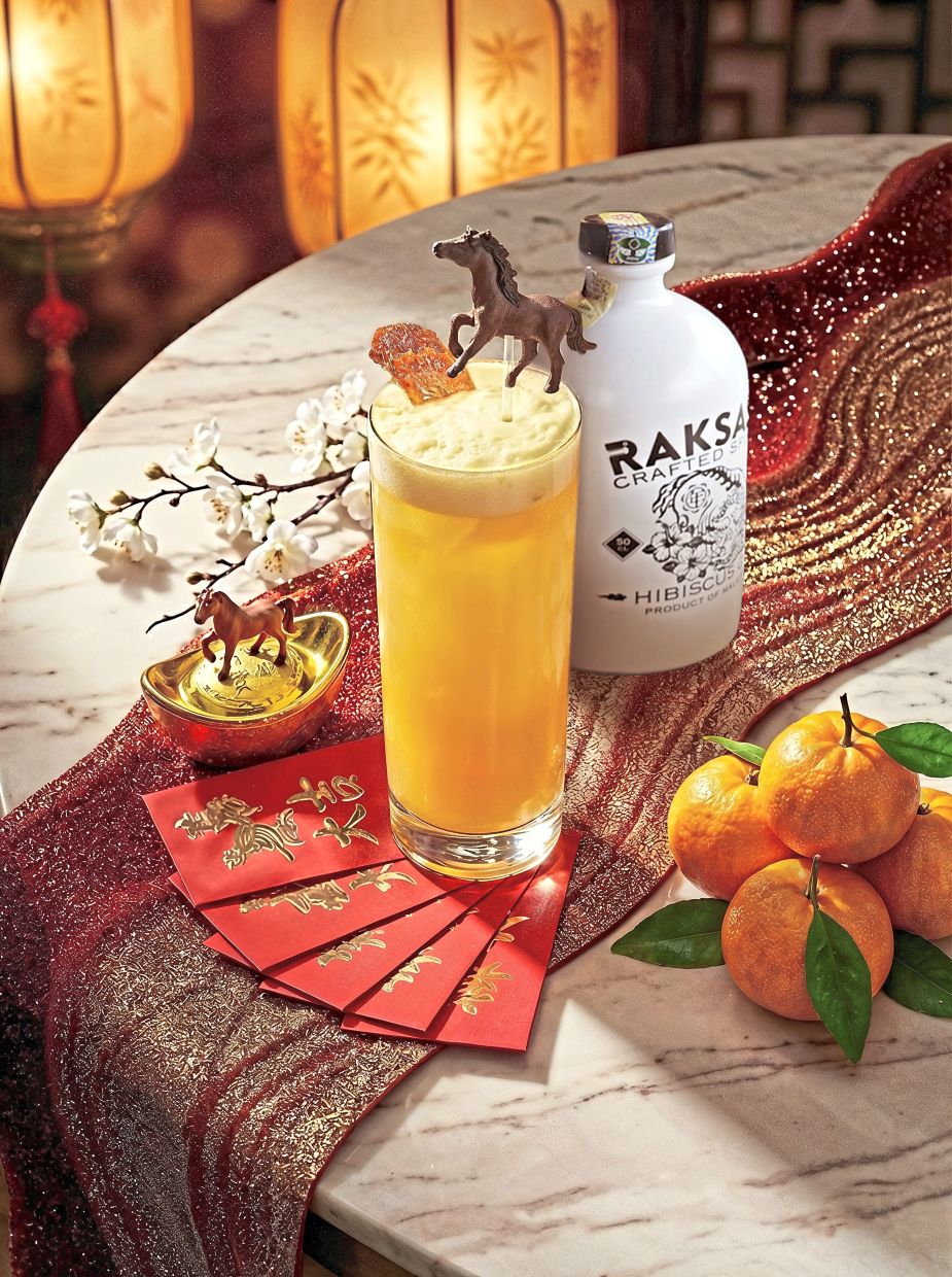 Satellite’s LaMos Gin Fizz is crafted with Raksasa Hibiscus Gin.