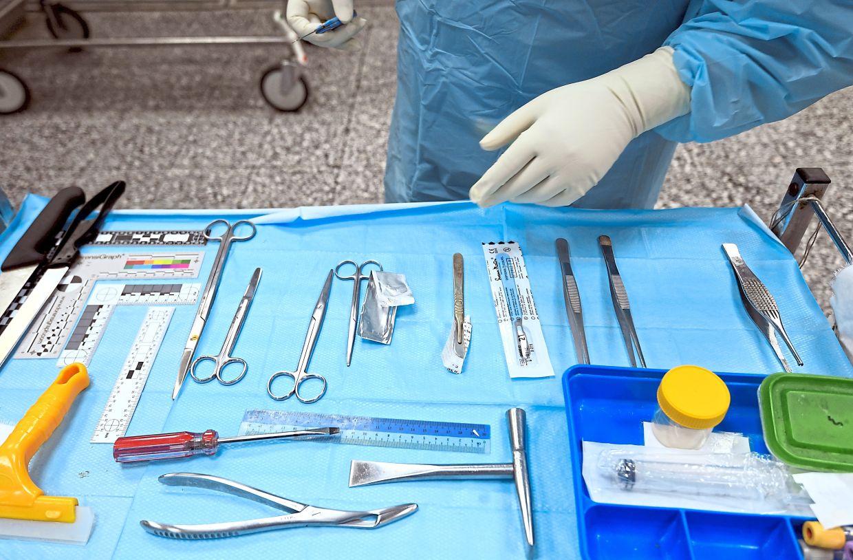 Tools of the trade: Some of the instruments used in a post-mortem.