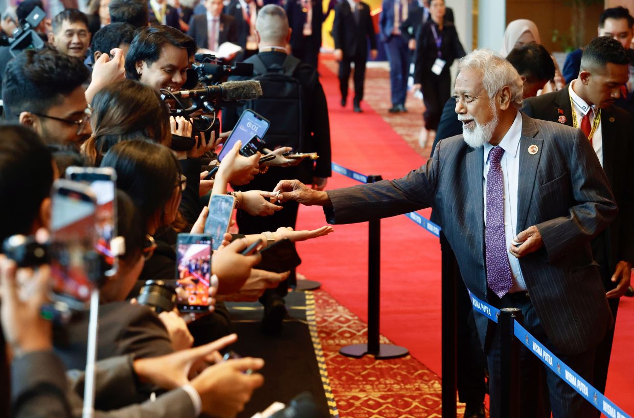 Timor-Leste Prime minister Kay Rala Xanana Gusmao greeting the media at the 47th Asean Summit and Related Summits at Kuala Lumpur Convention Centre in Kuala Lumpur last October. — FAIHAN GHANI/The Star