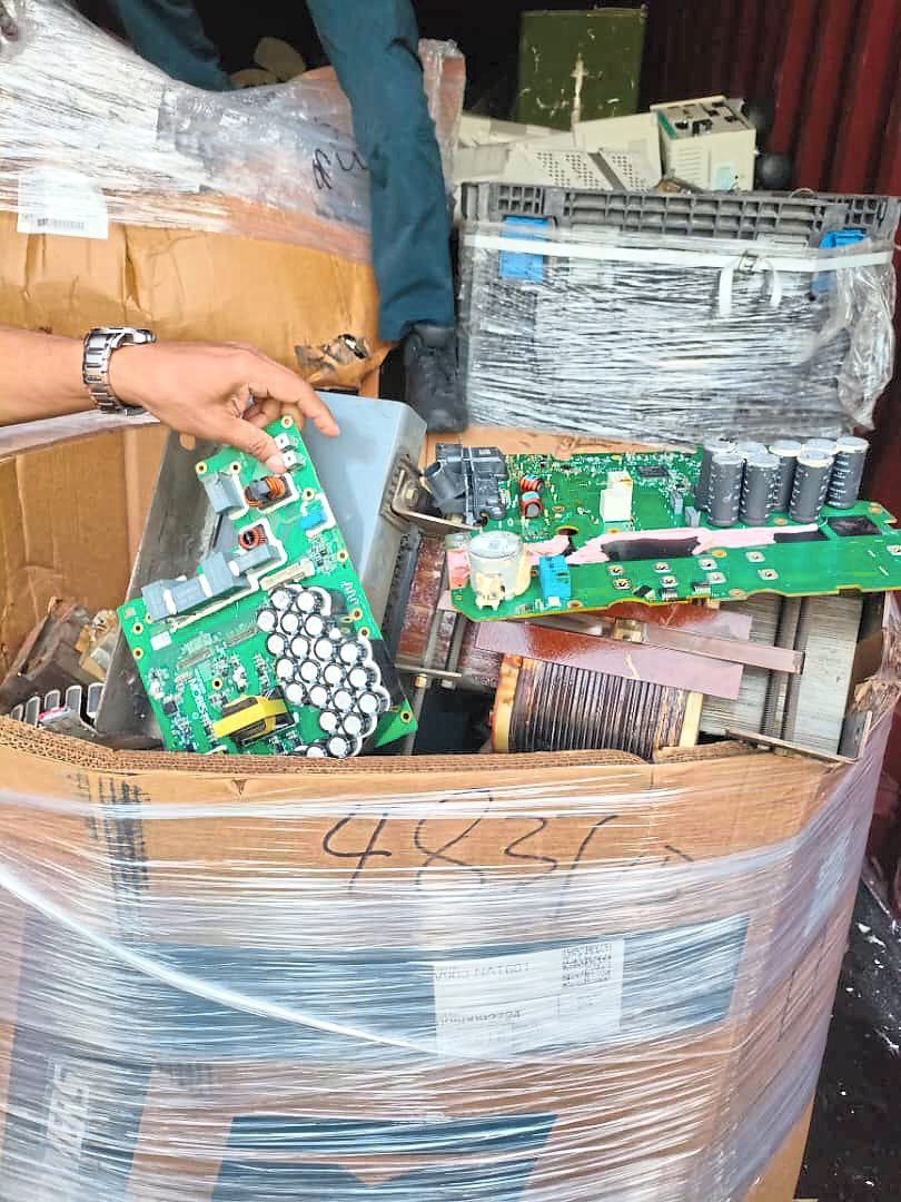 Discarded devices: A close-up view of printed circuit boards among other illegal e-waste discovered in Port Klang.