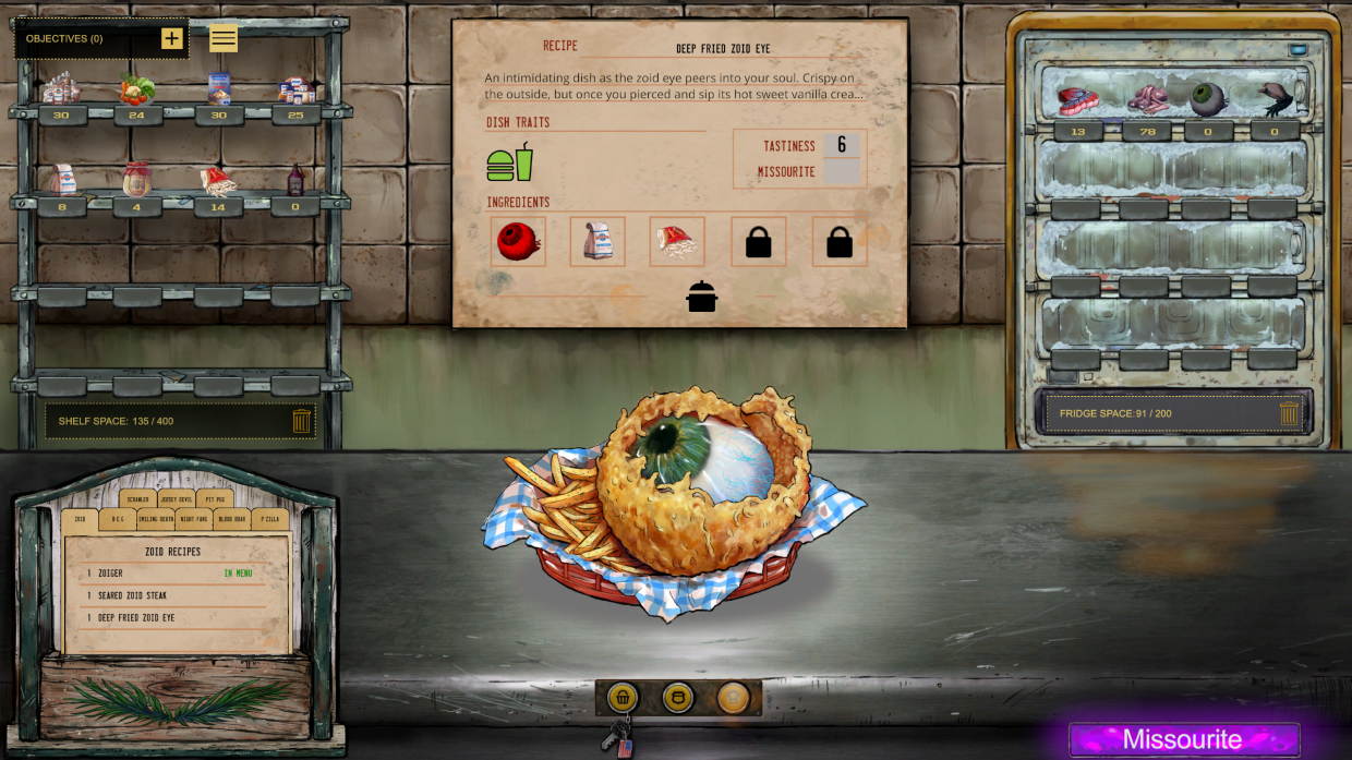 The deep-fried Zoid eye is a surprisingly appetising hit among players.