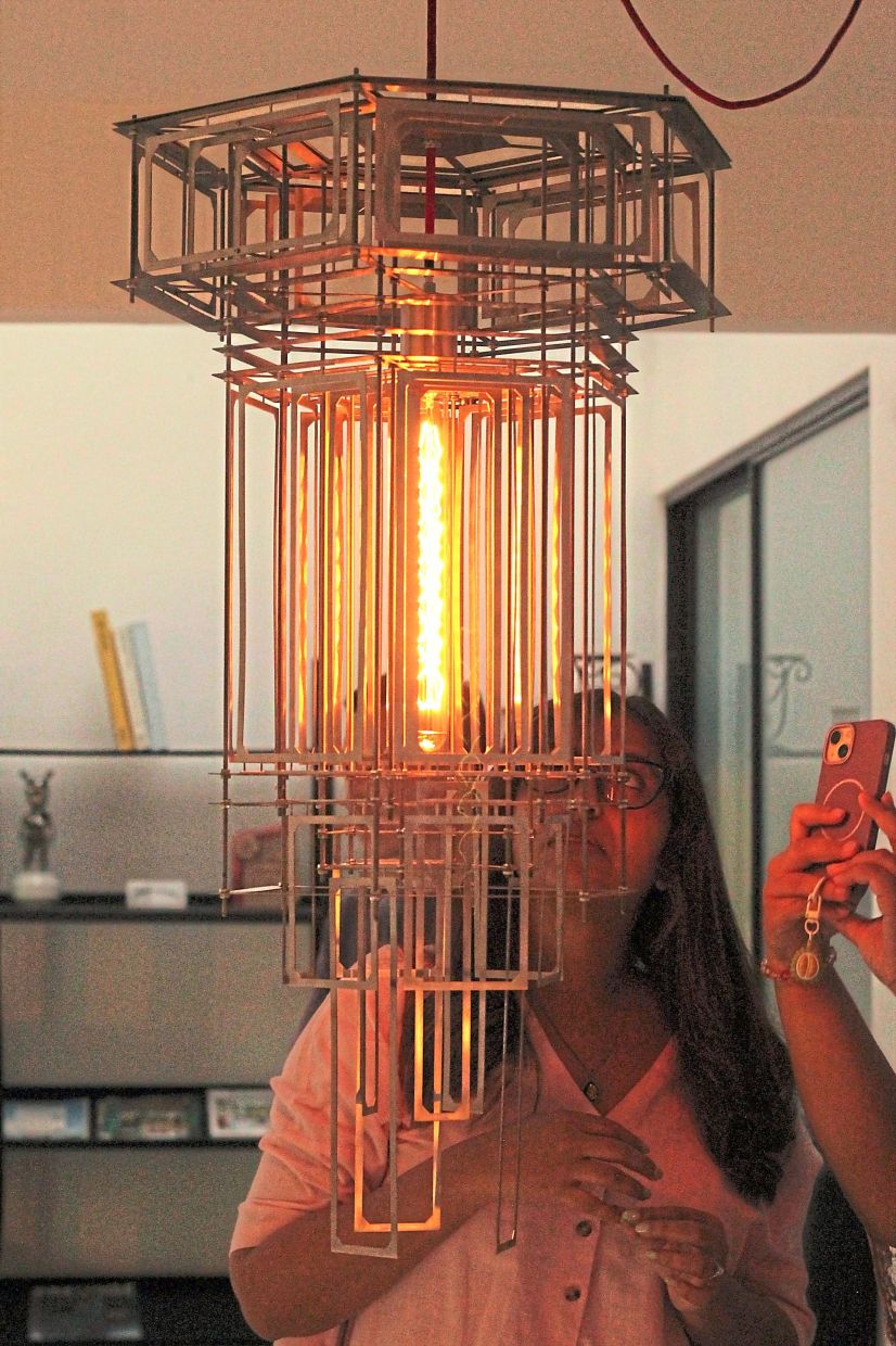 'Equilibrium', a ceiling light sculpture by Wong, draws inspiration from traditional Chinese lanterns. Photo: The Star/ M. Irsyad 