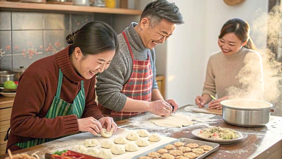 Preparing gyoza together is a great way to bond. 
