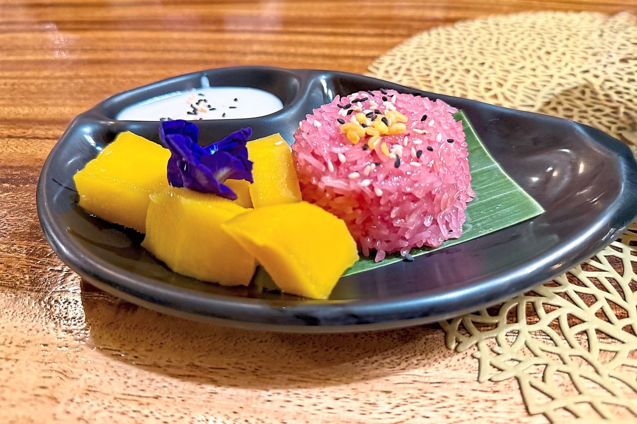 Mango sticky rice is a quintessential Thai dessert.