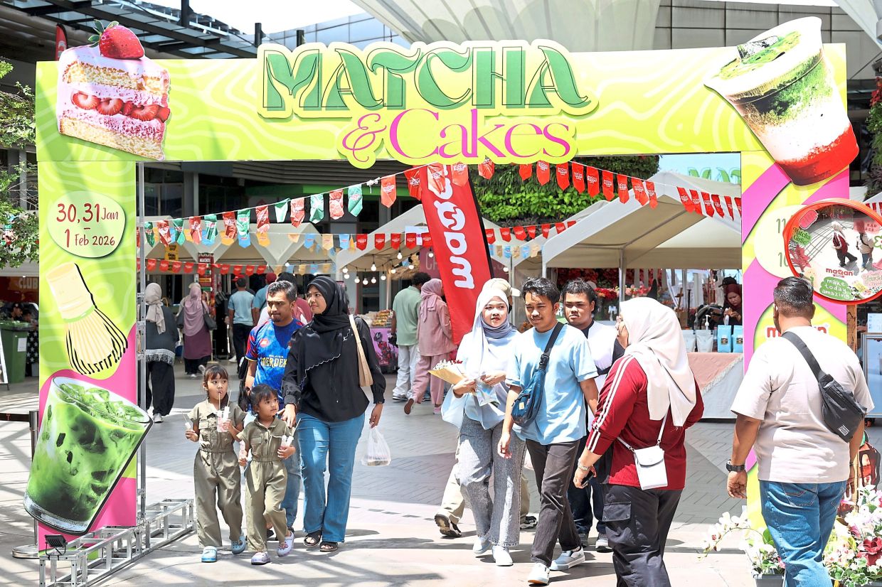 Visitors exploring the Matcha and Cakes Festival in Johor Baru.