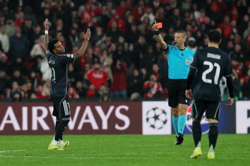 Soccer-Real's Rodrygo handed two-match ban by UEFA for insulting referee during Benfica loss