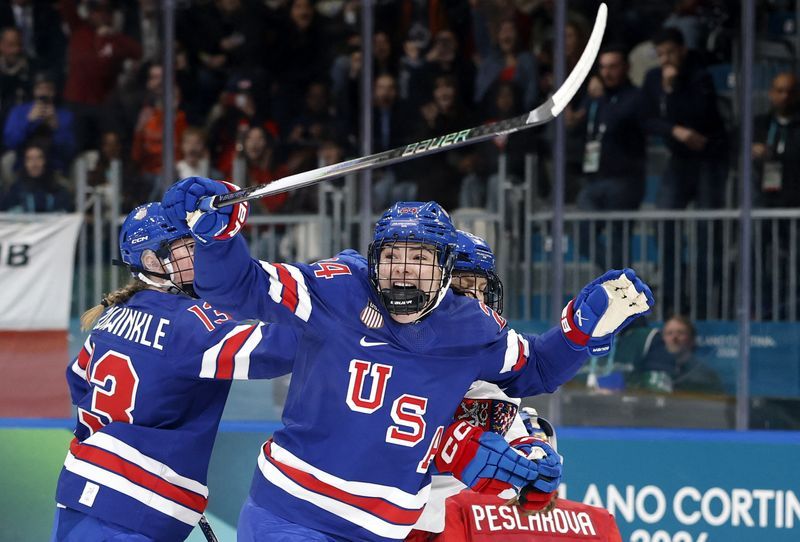 Olympics-Ice hockey-US power past Czech defence in Milano Cortina opener