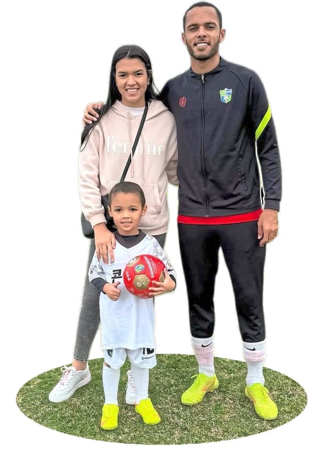 Family support: Da Costa with his wife and son. -—Instagram