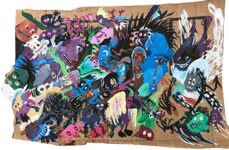 Hoo's painting 'The Crying Man (acrylic on cardboard, 2021). Photo: The Back Room 