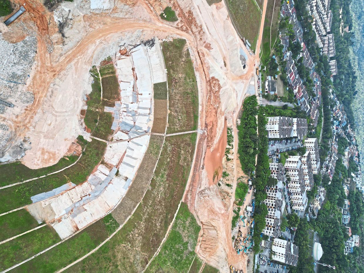 Ongoing slope stabilisation work in Taman Sering Ukay in Ukay Perdana. — Courtesy photo