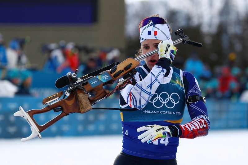 Olympics-Biathlon-France sweep to mixed relay gold at Milano Cortina Games