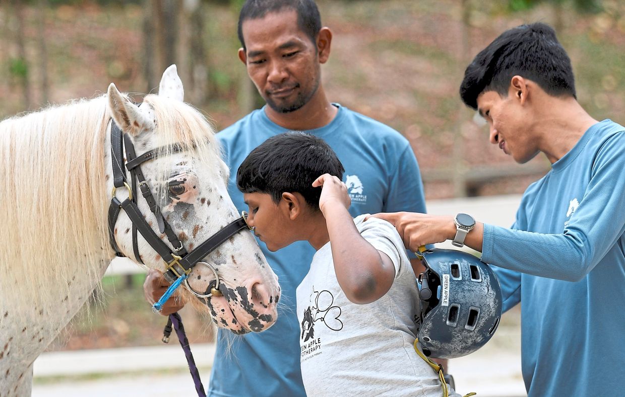 A horse is unassuming and non-judgmental, so children who struggle with eye contact with humans will often connect with the horse first. Photo: The Star/Azhar Mahfof
