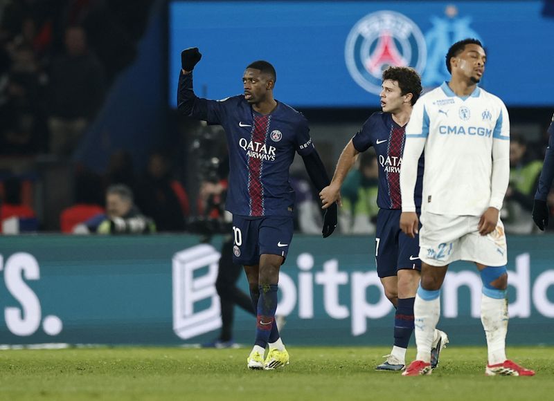 Soccer-Dembele double lays platform for PSG's 5-0 rout of Marseille