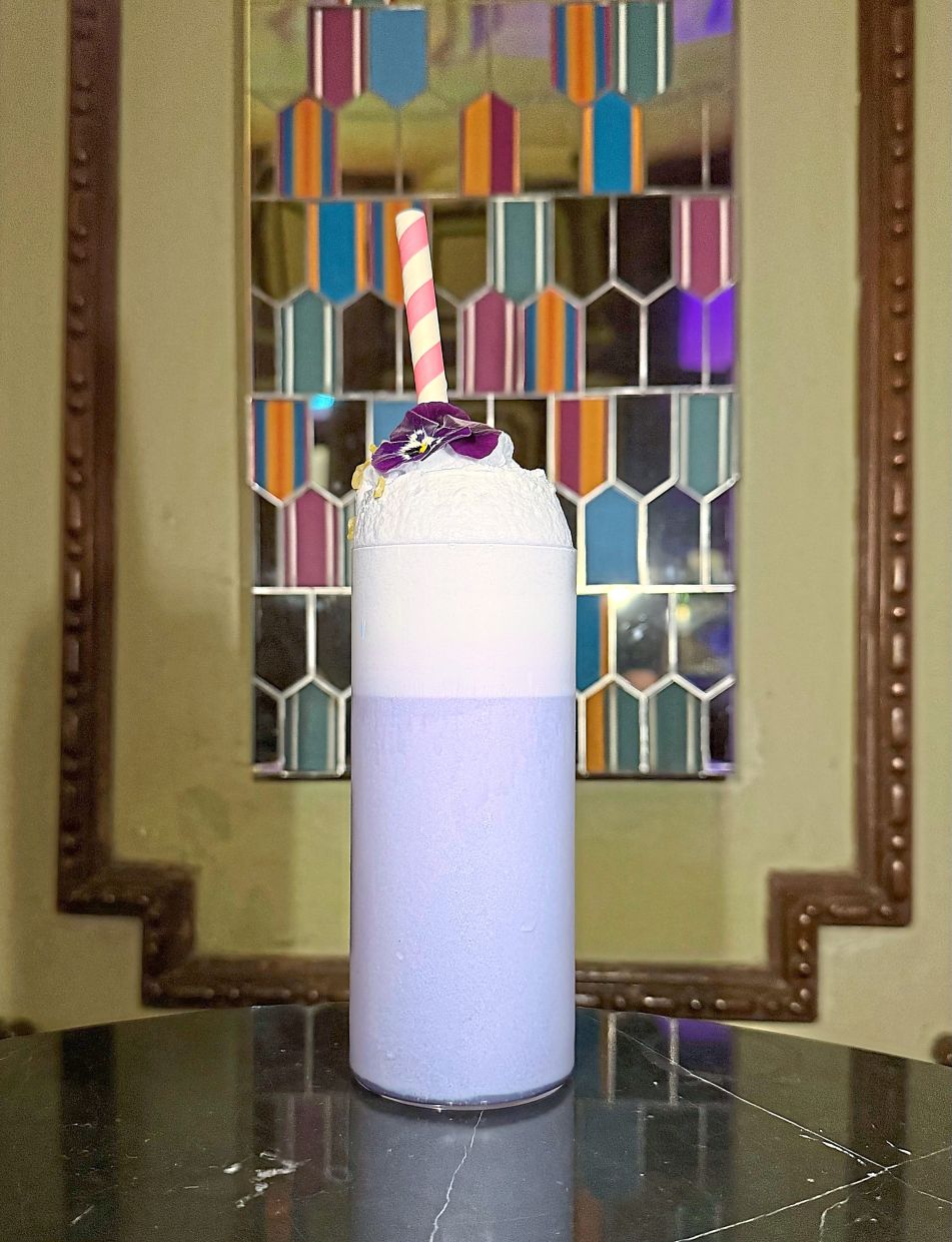 The Rice Blossom is based on the Ramos Gin Fizz and inspired by mango sticky rice.