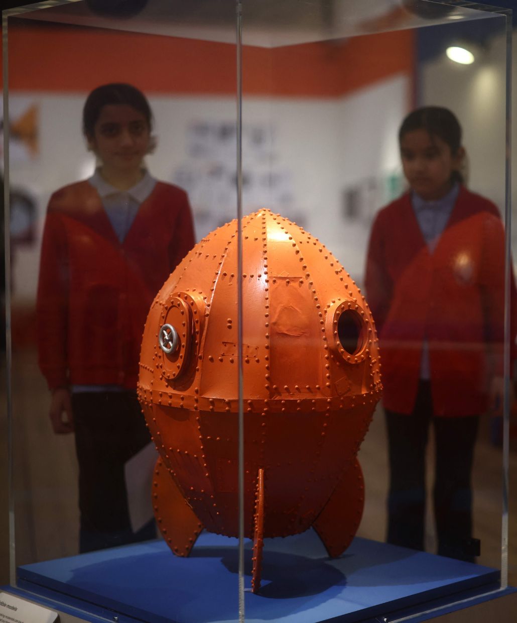 A display featuring the Rocket ship model used in 'Wallace & Gromit: A Grand Day Out' (1989). Photo: AFP