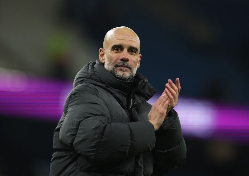 Soccer-Man City's Guardiola shrugs off title speculation, calls for more consistency