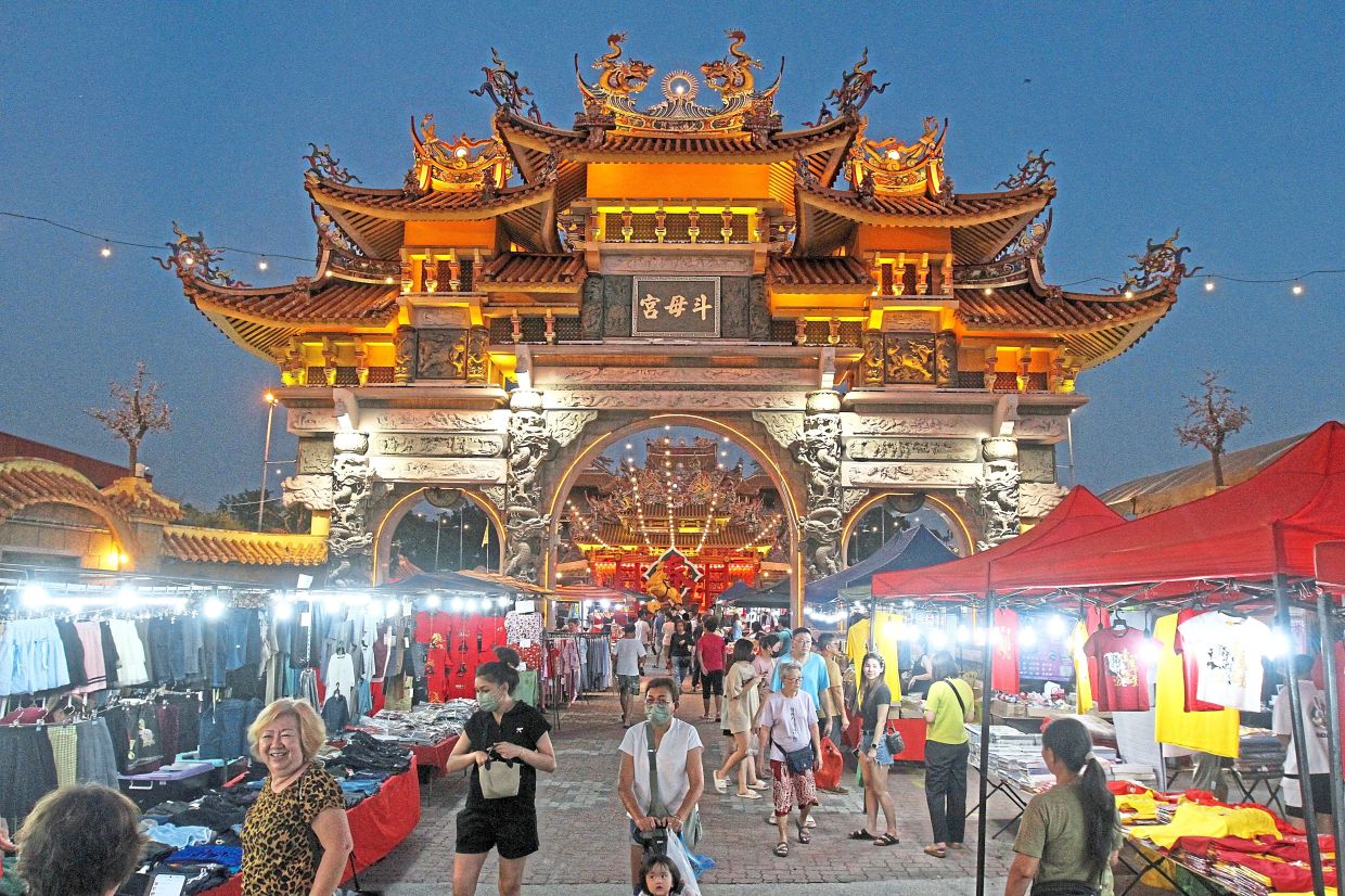 About 300 vendors have set up stalls at the Chinese New Year night market on the grounds of the Tow Boo Kong Temple in Butterworth.