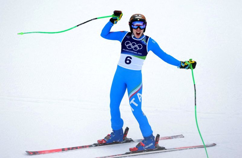 Olympics-Alpine skiing-Fearless Brignone takes super-G gold in comeback win