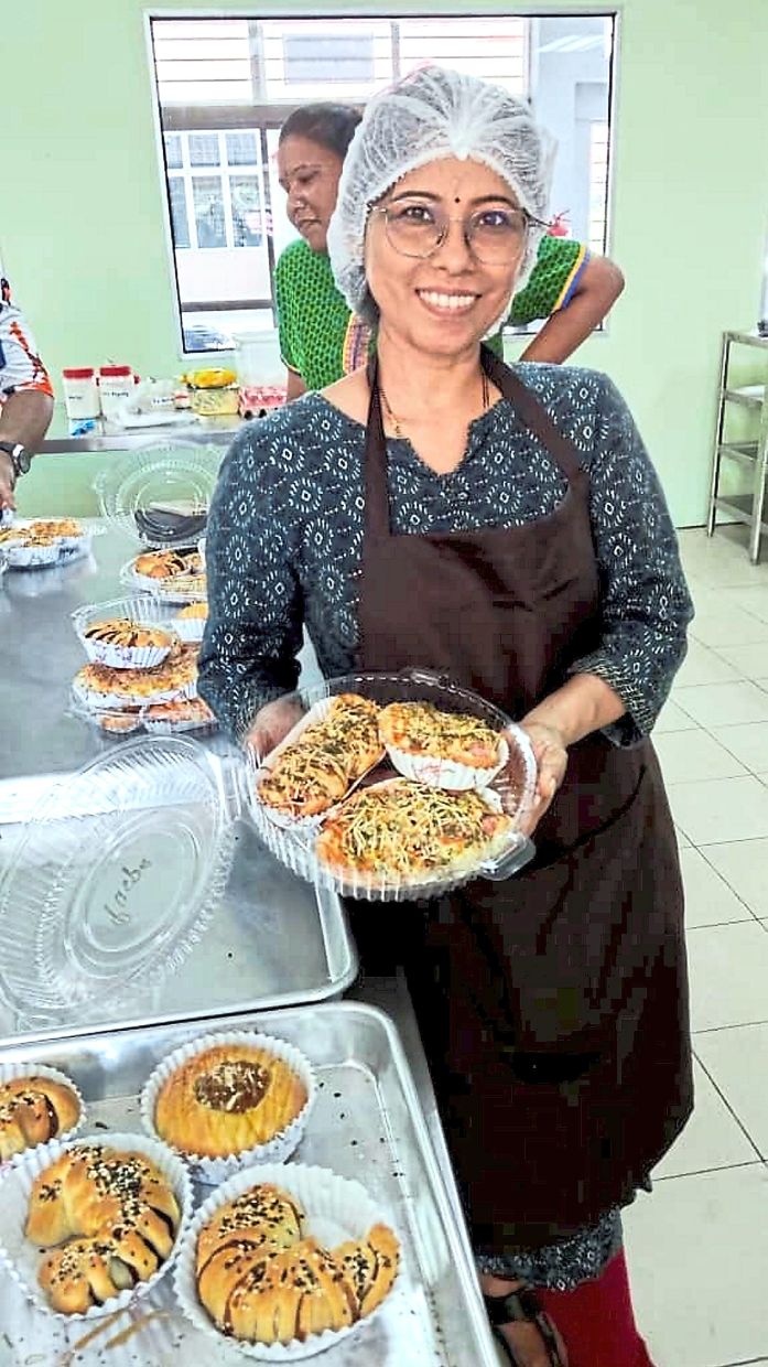 Puspalatha with some of the bread she baked during a workshop at Klang’s Bengkel Daya.