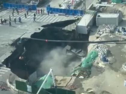 Huge pit visible in Shanghai after viral sinkhole video