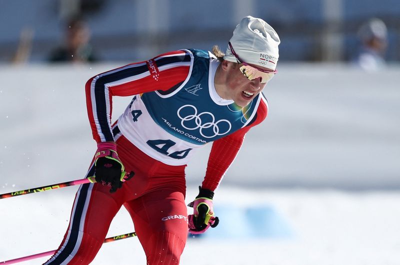 Olympics-Crosscountry-Klaebo wins eighth gold, ties record for Winter Olympic titles