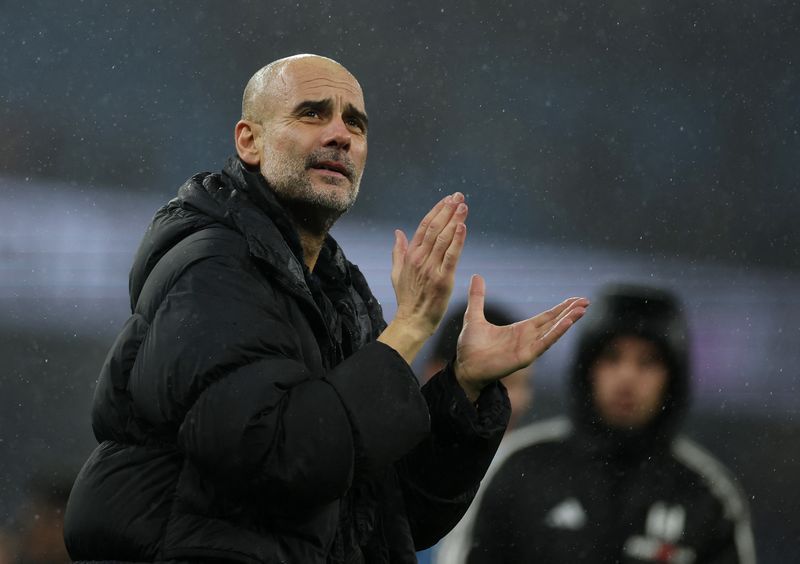 Soccer-Guardiola seeks respite as 'exhausted' Man City face Salford in FA Cup again