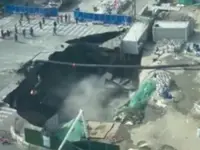Huge pit visible in Shanghai after viral sinkhole video