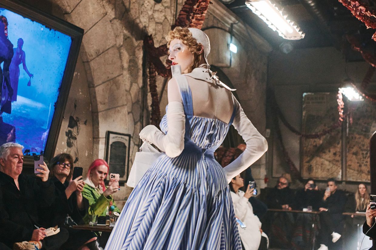 John Galliano and Pat McGrath created the porcelain doll beauty makeup seen at Maison Margiela's Spring 2024 couture show in Paris. Photo: The New York Times