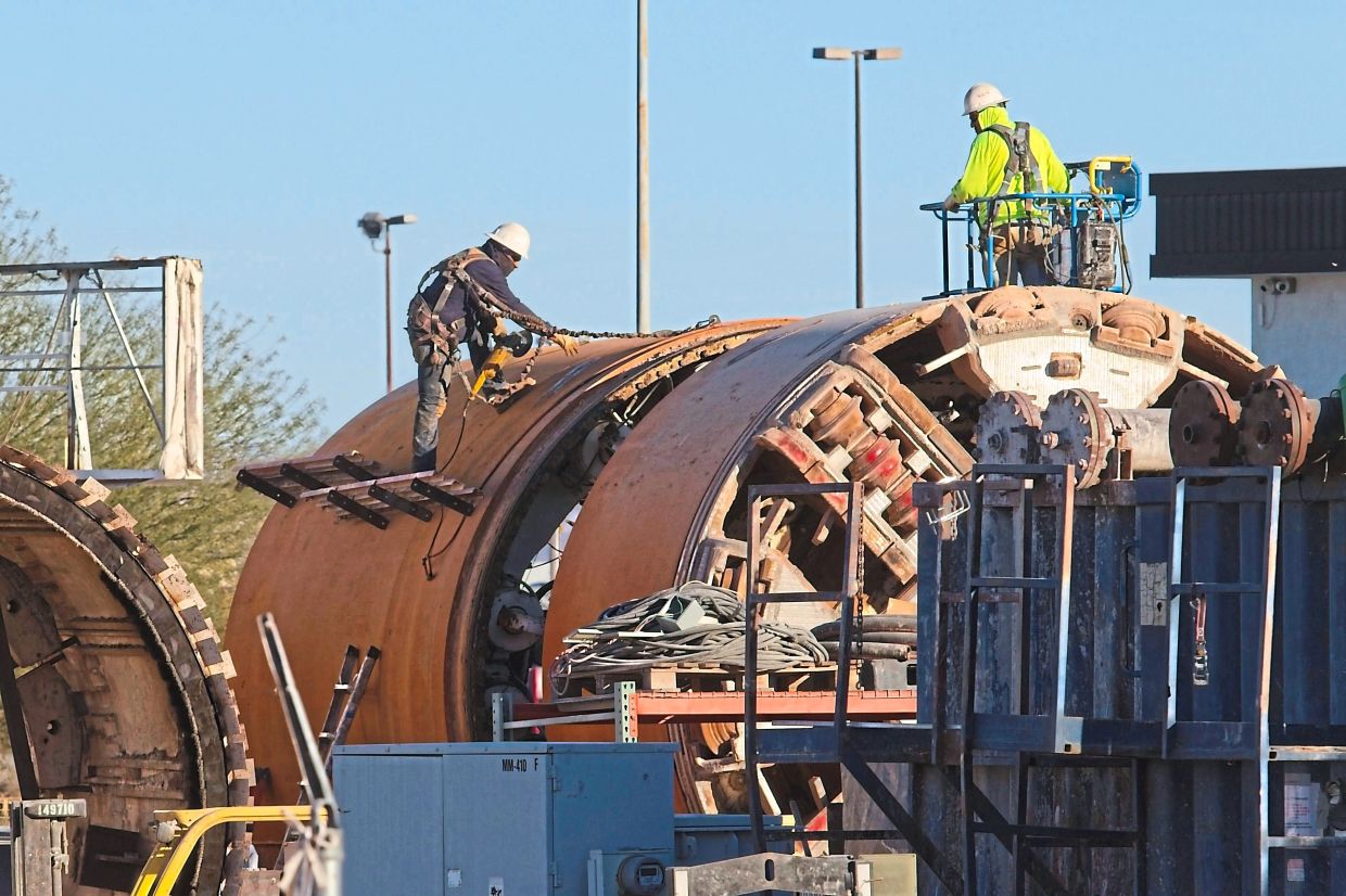 Construction being carried out near the Vegas Loop. — AP