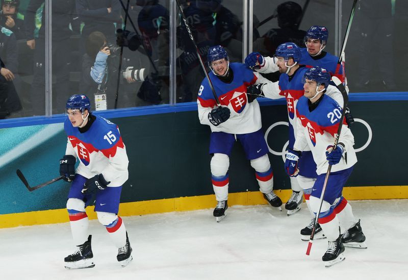 Olympics-Ice hockey-Slovakia celebrate 'best loss' as they reach quarter-finals