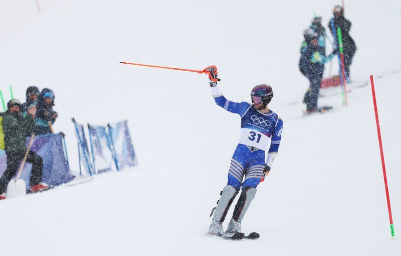 Olympics-Alpine skiing-Greek Ginnis says bittersweet goodbye with gentle slide down slalom course