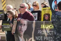 Parents who blame Snapchat for their children's deaths protest outside company's headquarters in the US