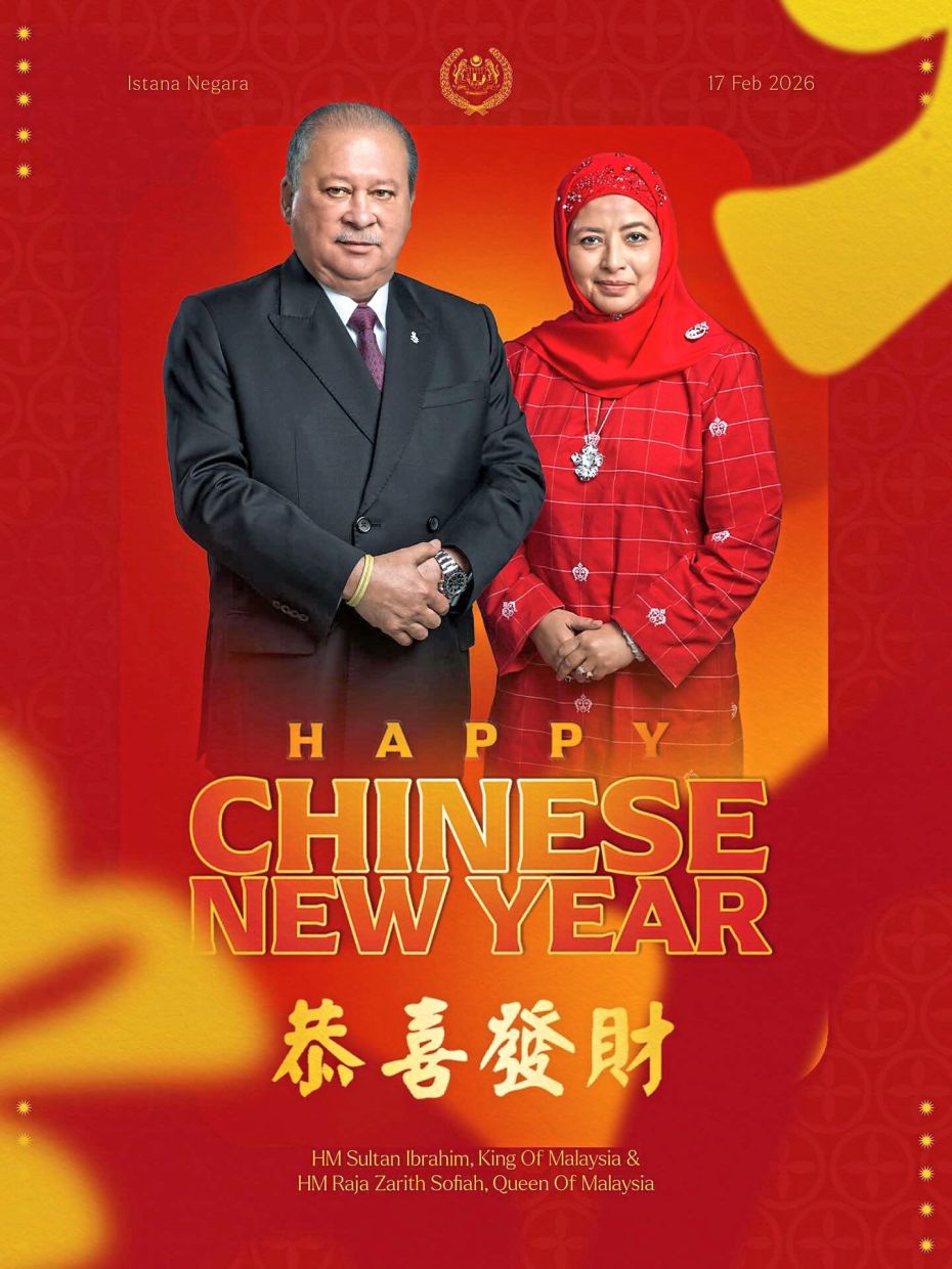 Royalwishes:sultanIbrahim andraja Zarithsofiah haveexpressedhope that theChinese Newyearcelebrationwill beobserved inanatmospherefilled withjoy, harmonyand a spiritof unity.— Phototaken fromsultanIbrahimsultanIskandar’sFacebookpage